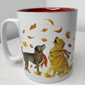Labrador Autumn Ceramic Mug Dog Lover Coffee Cup XL 32 Ounces Falling Leaves